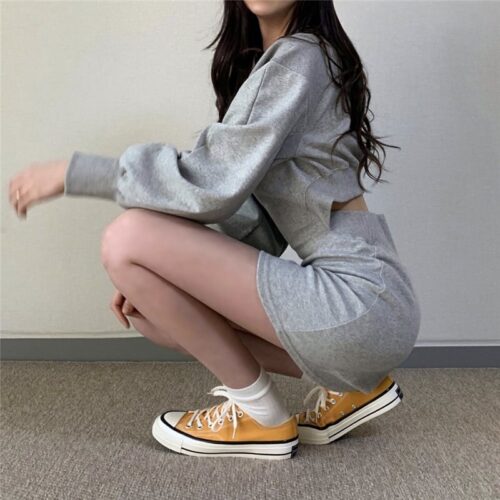 Long Sleeves Solid Backless Minimalist Mini Dress