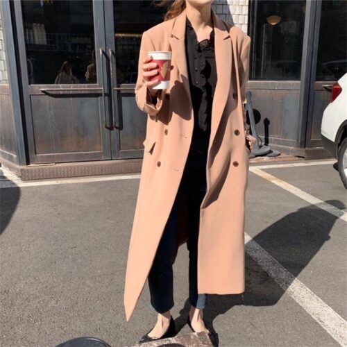 Double-Breasted Loose Woolen Overcoat