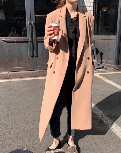 Double-Breasted Loose Woolen Overcoat