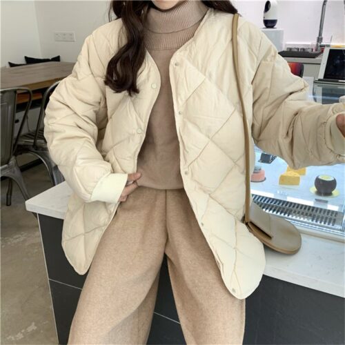 Winter Long Sleeves Broadcloth Thicken Oversized Quilted Jacket - Image 5