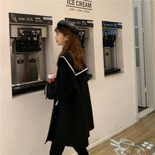 Winter Korean Big Lapel Collar Mid-Long Faux Woolen Coat - Image 3