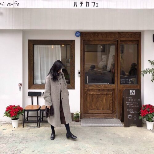 Winter Notched Collar Pockets Buttons Houndstooth Woolen Overcoat - Image 2