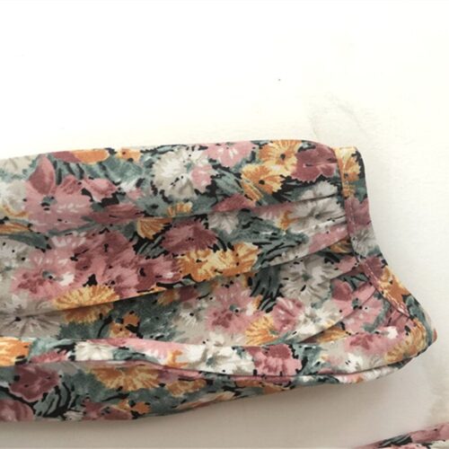 Spring Korean O-Neck Long Sleeves Floral Print Lace-Up Slim Mini Dress - Image 4