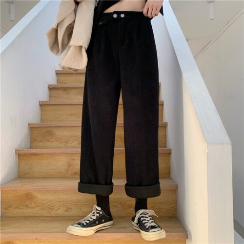 Autumn / Winter Korean Corduroy Loose Solid Pants - Image 7