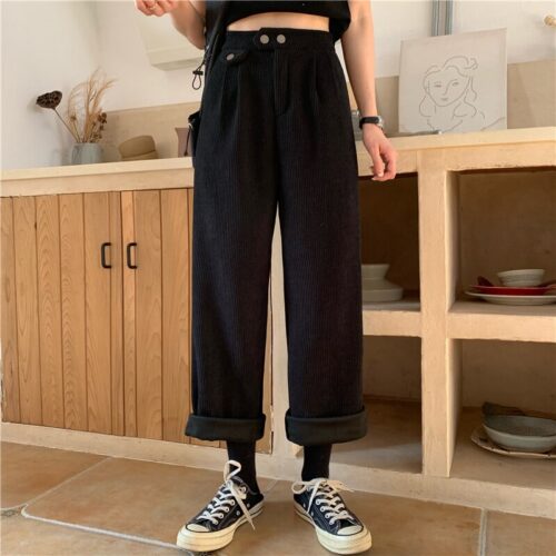 Autumn / Winter Korean Corduroy Loose Solid Pants - Image 3