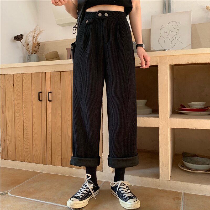 Autumn / Winter Korean Corduroy Loose Solid Pants – Snazzyholic