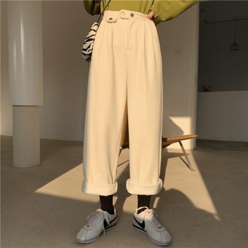 Corduroy Loose Solid Pants