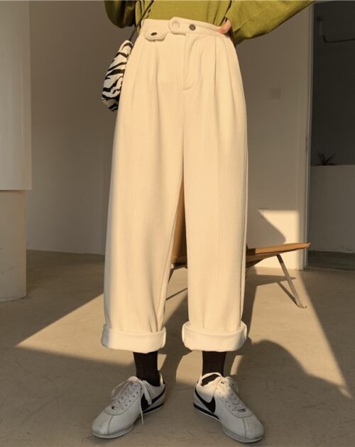 Corduroy Loose Solid Pants