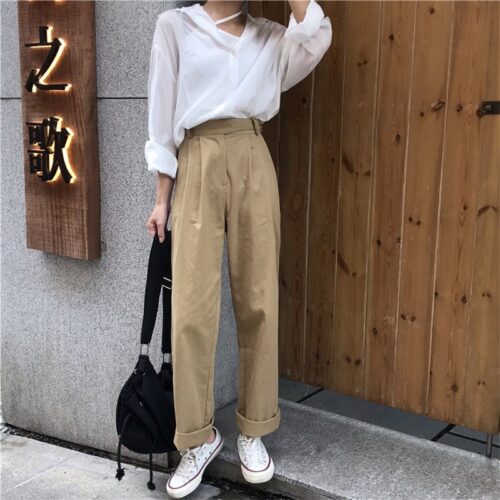 Loose Straight Solid Pants