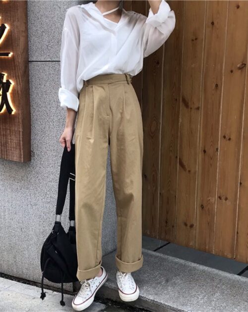 Loose Straight Solid Pants