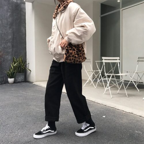 Spring / Autumn Natural Waist Zipper Fly Thin Solid loose Pants - Image 3