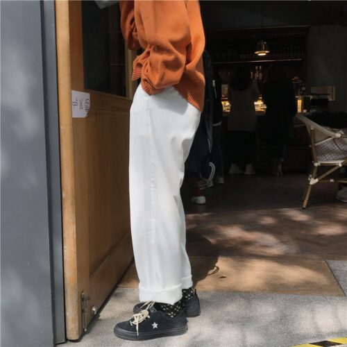 Spring / Autumn Elastic High Waist Straight Solid Pants - Image 3