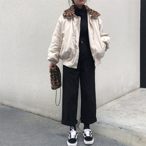 Spring / Autumn Natural Waist Zipper Fly Thin Solid loose Pants - Image 4