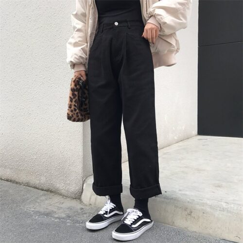 Spring / Autumn Natural Waist Zipper Fly Thin Solid loose Pants - Image 5