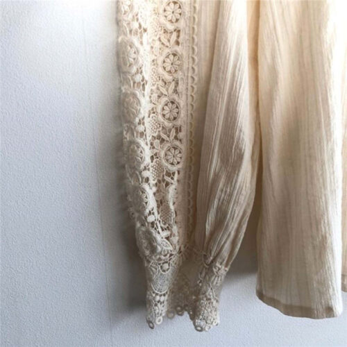 Spring / Autumn Stand Collar Long Sleeves Hollow Out Lace Buttons Blouse - Image 6