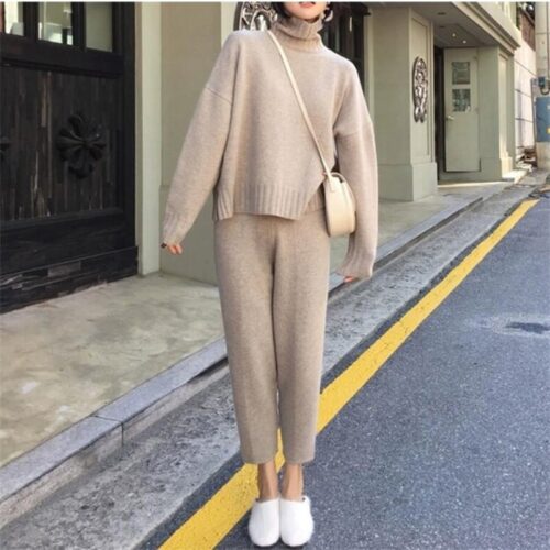 Turtleneck Sweater and Straight Solid Pants