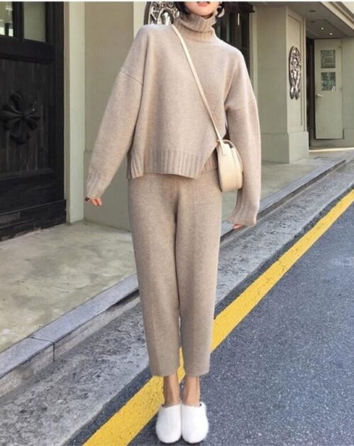 Turtleneck Sweater and Straight Solid Pants