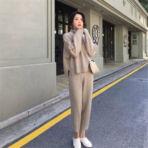 Autumn / Winter Turtleneck Sweater and Straight Solid Pants - Image 4