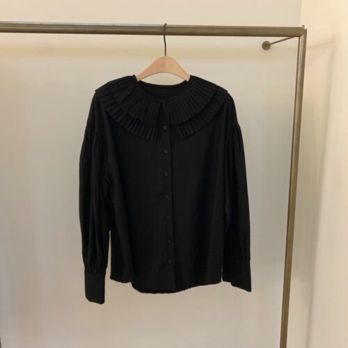 Spring / Autumn Korean Pilgrim Collar Long Sleeves White Blouse - Image 6