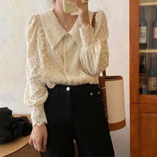 Chelsea Collar Long Sleeves Lace Blouse