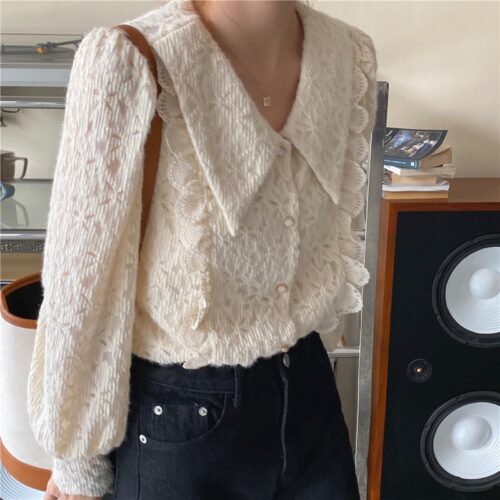 Spring / Autumn Chelsea Collar Long Sleeves Lace Blouse - Image 7