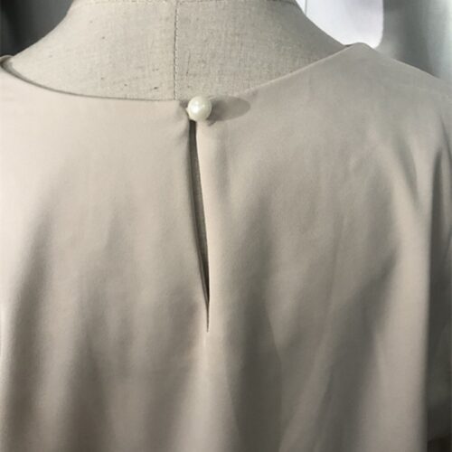 Spring / Autumn O-Neck Long Puff Sleeves Two-Button Cuffs Loose Solid Blouse - Image 5