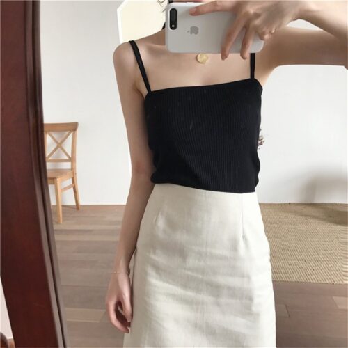 Summer Korean Basic Solid Cotton Camisole - Image 8