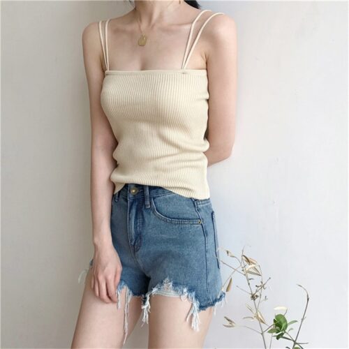 Summer Korean Basic Solid Cotton Camisole - Image 6