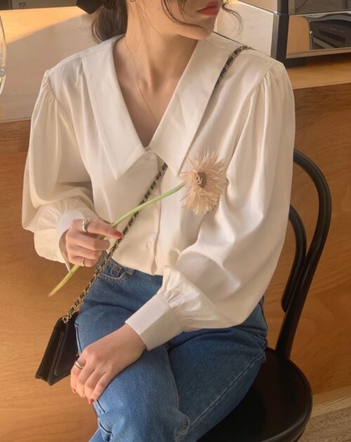 Chelsea Collar Long Sleeves Solid Blouse