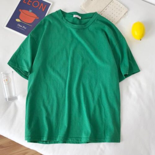 Summer O-Neck Short Sleeves Minimalist Loose Basic T-Shirt - Image 9