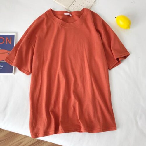 Summer O-Neck Short Sleeves Minimalist Loose Basic T-Shirt - Image 11