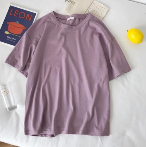 Summer O-Neck Short Sleeves Minimalist Loose Basic T-Shirt - Image 13
