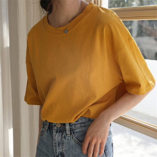 O-Neck Short Sleeves Minimalist Loose Basic T-Shirt