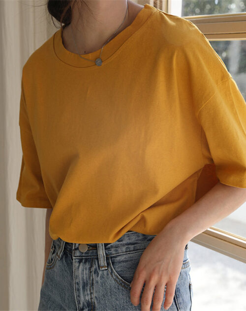 O-Neck Short Sleeves Minimalist Loose Basic T-Shirt