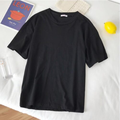 Summer O-Neck Short Sleeves Minimalist Loose Basic T-Shirt - Image 7