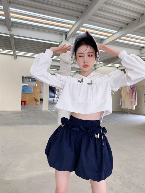 Summer Korean High Waist Butterfly Drawstrings Mesh Mini Bloomers - Image 2