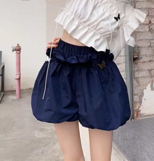 Summer Korean High Waist Butterfly Drawstrings Mesh Mini Bloomers - Image 6