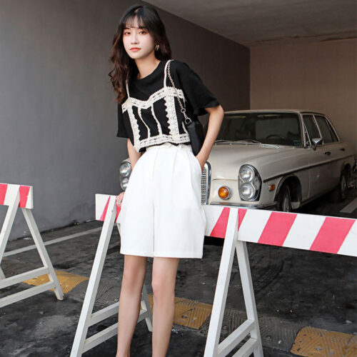 Summer Korean High Waist Loose White Shorts