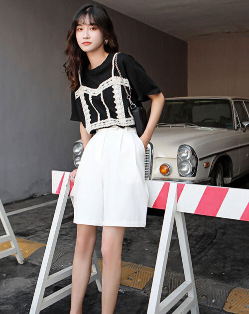 Summer Korean High Waist Loose White Shorts