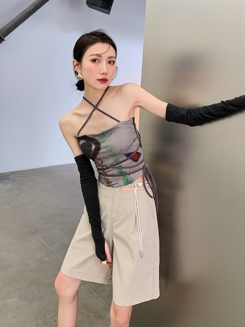 Summer Korean High Waist Cutout Heart Loose Wide Leg Shorts - Image 2