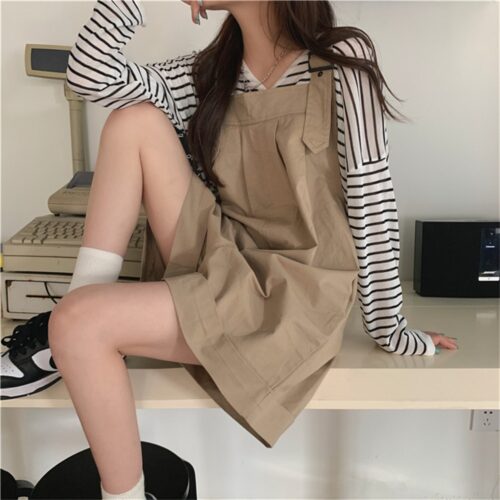 Summer Loose Fitting Wide Leg Solid Overall Shorts - Image 3