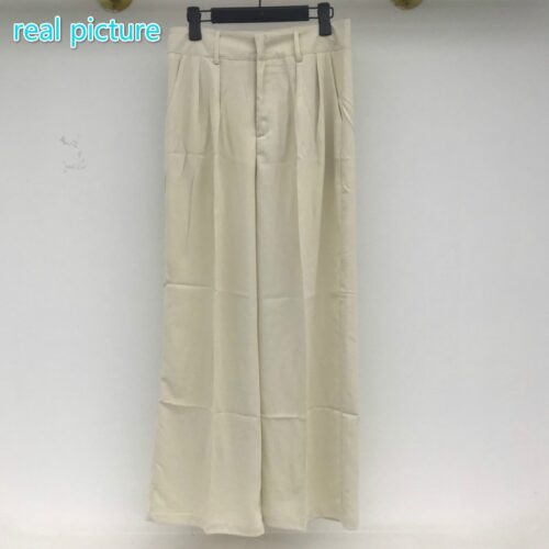 Summer Korean High Waist Loose Folds Wide Leg Solid Suit Pants - Image 5