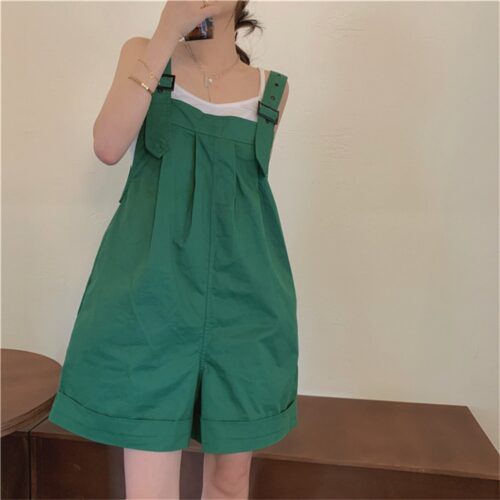Summer Loose Fitting Wide Leg Solid Overall Shorts - Image 7
