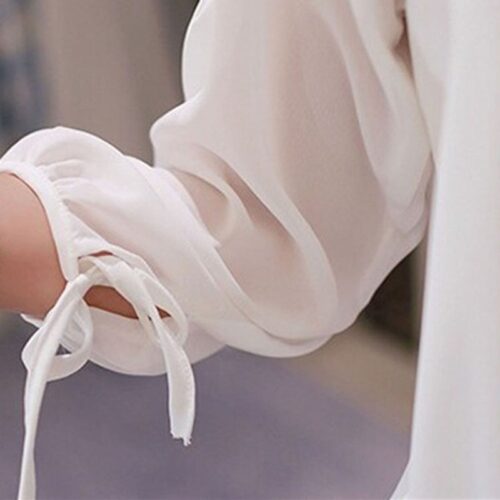 Spring / Autumn O-Neck 3/4 Sleeves Chiffon Lace Blouse - Image 6