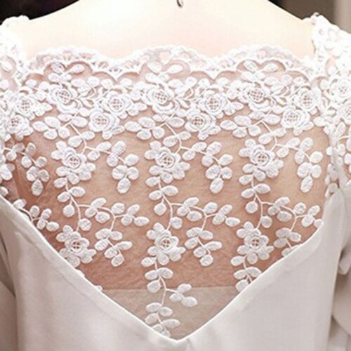 Spring / Autumn O-Neck 3/4 Sleeves Chiffon Lace Blouse - Image 5