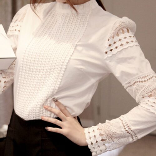 Autumn O-Neck Long Sleeves Hollow Out Blouse