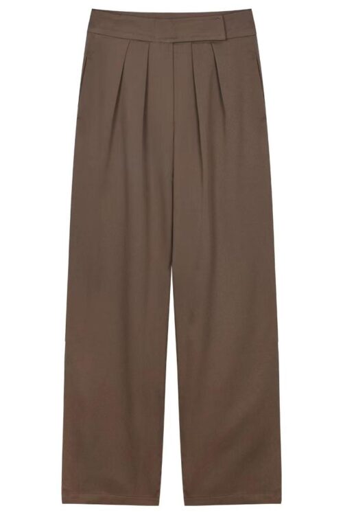 Spring / Autumn High Waist Magic Tape Straight Solid Pants - Image 5
