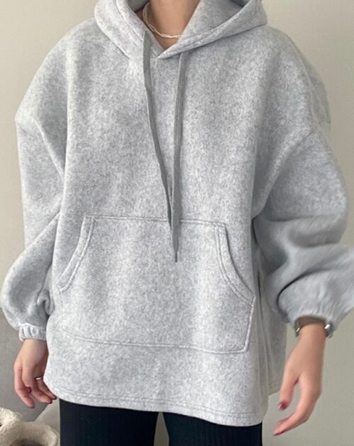 Winter Korean Plush Drawstrings Large Pocket Loose Size Hoodie