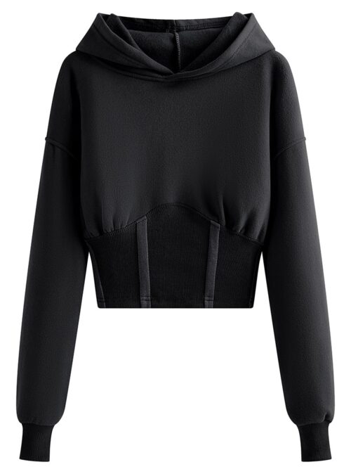 Autumn / Winter Waist-Controlled Closing Design Short Hoodie - Image 4