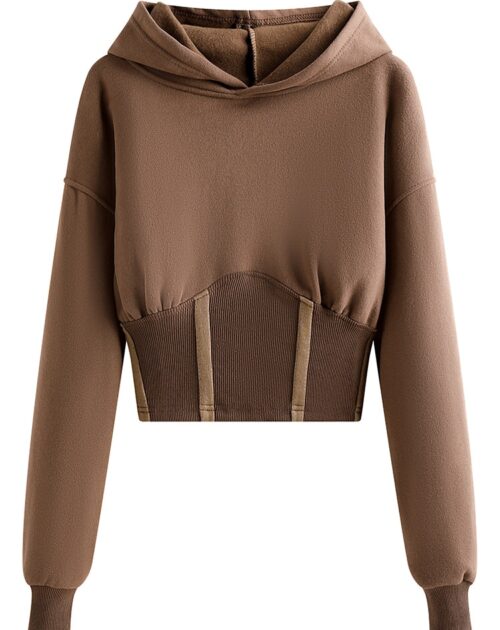 Waist-Controlled Closing Design Short Hoodie